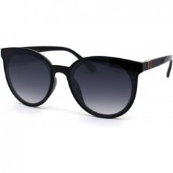 Round Womens Hipster Elegant Round Horn Rim Plastic Sunglasses - Shiny Black Smoke - CT195KOT35H $23.38