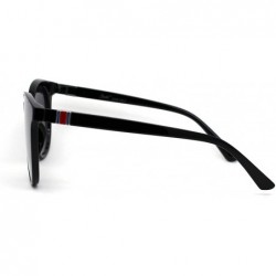 Round Womens Hipster Elegant Round Horn Rim Plastic Sunglasses - Shiny Black Smoke - CT195KOT35H $10.11