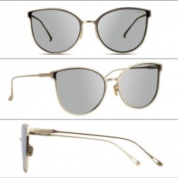 Round Polarized Sunglasses for Women UV Protection Aluminium-magnesium Alloy Round Frame Vintage Driving Sun Glasses - CF1940...