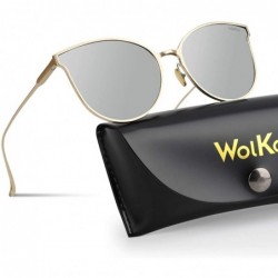 Round Polarized Sunglasses for Women UV Protection Aluminium-magnesium Alloy Round Frame Vintage Driving Sun Glasses - CF1940...