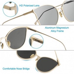 Round Polarized Sunglasses for Women UV Protection Aluminium-magnesium Alloy Round Frame Vintage Driving Sun Glasses - CF1940...