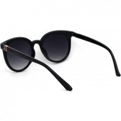 Round Womens Hipster Elegant Round Horn Rim Plastic Sunglasses - Shiny Black Smoke - CT195KOT35H $10.11
