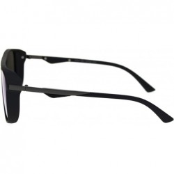 Rectangular Mens Plastic Side Visor Rectangular Racer Sport Sunglasses - Black Blue Mirror - CH18SU8IXWY $28.31