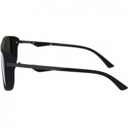 Rectangular Mens Plastic Side Visor Rectangular Racer Sport Sunglasses - Black Blue Mirror - CH18SU8IXWY $14.78