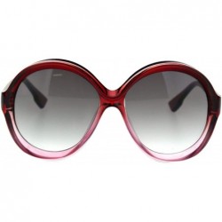Butterfly Womens Thick Plastic Round Chic Retro Mod Sunglasses - Red Pink Smoke - CF18SMXSL0S $18.89