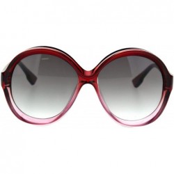 Butterfly Womens Thick Plastic Round Chic Retro Mod Sunglasses - Red Pink Smoke - CF18SMXSL0S $12.68