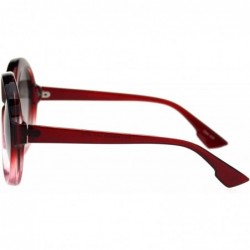 Butterfly Womens Thick Plastic Round Chic Retro Mod Sunglasses - Red Pink Smoke - CF18SMXSL0S $12.68