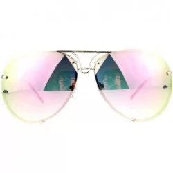 Rimless Rimless Retro Vintage Style Oversize Mirror Lens Pilot Sunglasses - Pink - C212N17CNBY $19.49