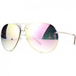 Rimless Rimless Retro Vintage Style Oversize Mirror Lens Pilot Sunglasses - Pink - C212N17CNBY $12.31