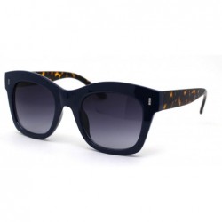 Rectangular Womens Thick Plastic Horn Boyfriend Style Hipster Sunglasses - Navy Tortoise Smoke - CG196QS3KGZ $19.57