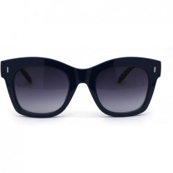 Rectangular Womens Thick Plastic Horn Boyfriend Style Hipster Sunglasses - Navy Tortoise Smoke - CG196QS3KGZ $11.69