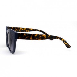 Rectangular Womens Thick Plastic Horn Boyfriend Style Hipster Sunglasses - Navy Tortoise Smoke - CG196QS3KGZ $11.69