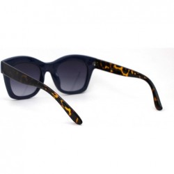 Rectangular Womens Thick Plastic Horn Boyfriend Style Hipster Sunglasses - Navy Tortoise Smoke - CG196QS3KGZ $11.69