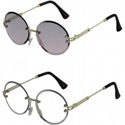 Rimless Elegant Rimless Vintage Retro Oval Gold Clear Lens Fashion Diamond Cut Edge Fashion Sunglasses - C6197IHELYW $17.56