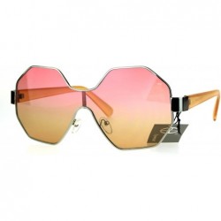 Shield Funky Octagonal Shield Retro Oversize Womens Fashion Sunglasses - Pink Orange - CG184ET4376 $14.11