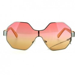 Shield Funky Octagonal Shield Retro Oversize Womens Fashion Sunglasses - Pink Orange - CG184ET4376 $14.11