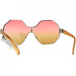 Shield Funky Octagonal Shield Retro Oversize Womens Fashion Sunglasses - Pink Orange - CG184ET4376 $14.11