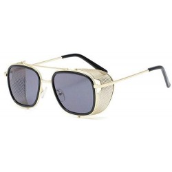 Square Fashion Sunglasses Designer Protection Eyewear - Gold&black - CV18A2SA7EC $25.19