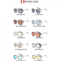 Square Fashion Sunglasses Designer Protection Eyewear - Gold&black - CV18A2SA7EC $13.44