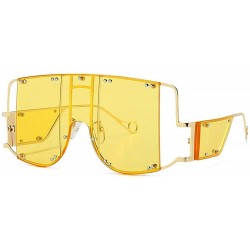 Oversized 2019 new fashion oversized unisex personality trend square frame men's sunglasses UV400 - Yellow - CQ18Z25UASK $12.17