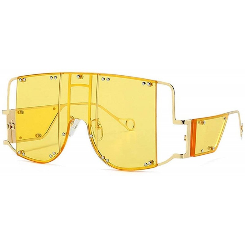 Oversized 2019 new fashion oversized unisex personality trend square frame men's sunglasses UV400 - Yellow - CQ18Z25UASK $12.17