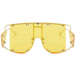 Oversized 2019 new fashion oversized unisex personality trend square frame men's sunglasses UV400 - Yellow - CQ18Z25UASK $12.17