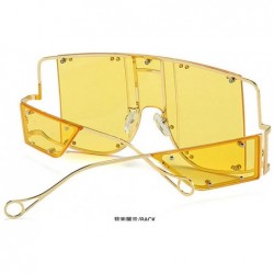 Oversized 2019 new fashion oversized unisex personality trend square frame men's sunglasses UV400 - Yellow - CQ18Z25UASK $12.17