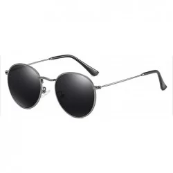 Round Retro Round Sunglasses Men Polarized Uv400 2019 Summer Sun Glasses Male Driving Metal Frame Gold Black Green - CD198AHD...