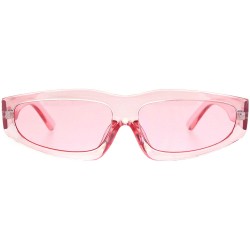 Rectangular Triangle Lens Narrow Retro Futurism Plastic Mod Sunglasses - Pink - C918K3Y0TOI $12.80