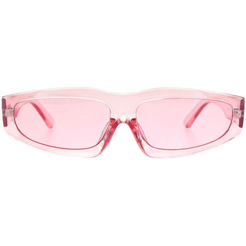 Rectangular Triangle Lens Narrow Retro Futurism Plastic Mod Sunglasses - Pink - C918K3Y0TOI $12.80