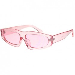 Rectangular Triangle Lens Narrow Retro Futurism Plastic Mod Sunglasses - Pink - C918K3Y0TOI $12.80