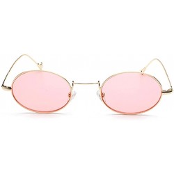 Oval Small Oval Sunglasses Men Gold Metal Frame Retro Round Sun Glasses For Women - Gold With Pink - CY18E0IU8Y5 $11.84