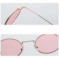 Oval Small Oval Sunglasses Men Gold Metal Frame Retro Round Sun Glasses For Women - Gold With Pink - CY18E0IU8Y5 $11.84