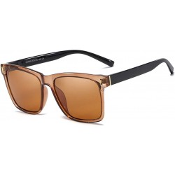 Oval Men Sunglasses Retro Black Drive Holiday Oval Polarized UV400 - Brown - CD18R94M8HG $12.87