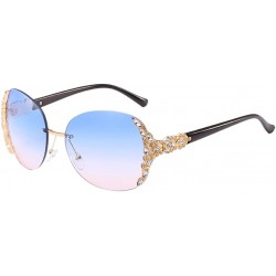 Oversized Classic Vintage Rimless PC Ladies Womens Sunglasses for Fashion Eyewear - Blue - CA18DM53EU7 $16.96