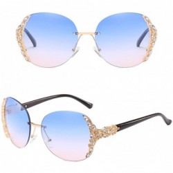 Oversized Classic Vintage Rimless PC Ladies Womens Sunglasses for Fashion Eyewear - Blue - CA18DM53EU7 $16.96