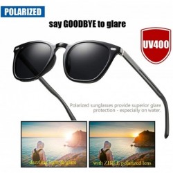 Square Vintage Polarized Sunglasses for Men and Women Keyhole Retro Frame UV400 Protection - Black-silver / Gray - CZ18SSUWET...