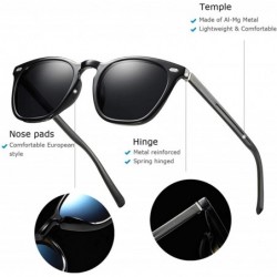 Square Vintage Polarized Sunglasses for Men and Women Keyhole Retro Frame UV400 Protection - Black-silver / Gray - CZ18SSUWET...