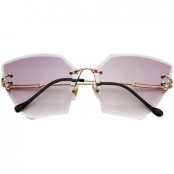 Oversized Square Rimless Sunglasses Women Gradient Lens Clear Sun Glasses Ladies Vintage Oversized Eyewear - 5 - CN18W7H5ZO9 ...