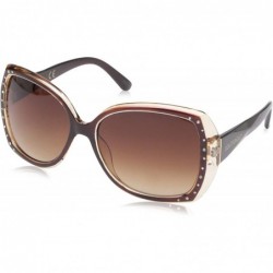 Oversized Women's 1021SP Over-Sized Rhinestone Accented Sunglasses with 100% UV Protection - 70 mm - Brown Tortoise - C318NTY...