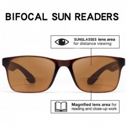Rectangular Classic Bifocal Outdoor UV400 Protection Reading Sunglasses Uni-lens Sun Readers for Men and Women - Brown - C818...