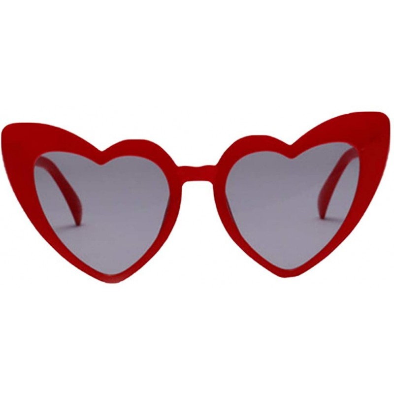 Oval 1pc Heart Sunglasses Fashion Love Heart Heart Sunglasses Love Heart Fashion Eyewear for Women Lady Adult (Red) - CK196M3...