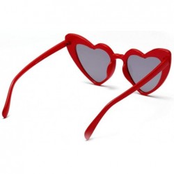 Oval 1pc Heart Sunglasses Fashion Love Heart Heart Sunglasses Love Heart Fashion Eyewear for Women Lady Adult (Red) - CK196M3...