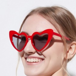 Oval 1pc Heart Sunglasses Fashion Love Heart Heart Sunglasses Love Heart Fashion Eyewear for Women Lady Adult (Red) - CK196M3...