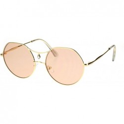 Round Womens Bindi Rhinestone Jewel Retro Fashion Sunglasses - Gold Beige - CB18K3YQI36 $11.14