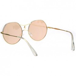 Round Womens Bindi Rhinestone Jewel Retro Fashion Sunglasses - Gold Beige - CB18K3YQI36 $11.14