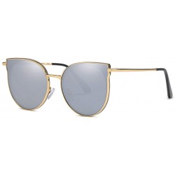 Oval Unisex Sunglasses Retro Black Grey Drive Holiday Oval Polarized UV400 - Silver - CM18R960DIE $12.41