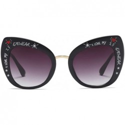 Square Transparent Snake Cat Eye Sunglasses Men Women Big Frame Fashion Shades UV400 Vintage Glasses - C1 Letter Black - CQ18...