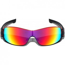 Sport Sports Color Mirror Wide One Piece Lens Shield Sunglasses - Red - CP199C2AIXR $20.31
