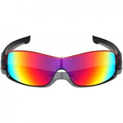 Sport Sports Color Mirror Wide One Piece Lens Shield Sunglasses - Red - CP199C2AIXR $20.31